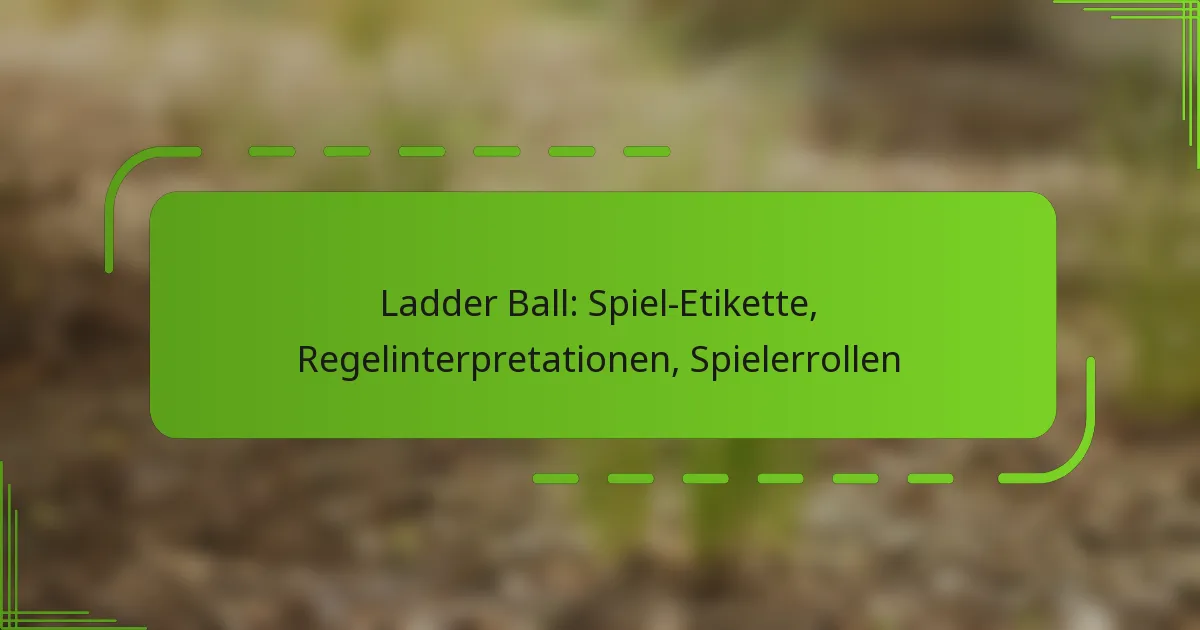 Ladder Ball: Spiel-Etikette, Regelinterpretationen, Spielerrollen