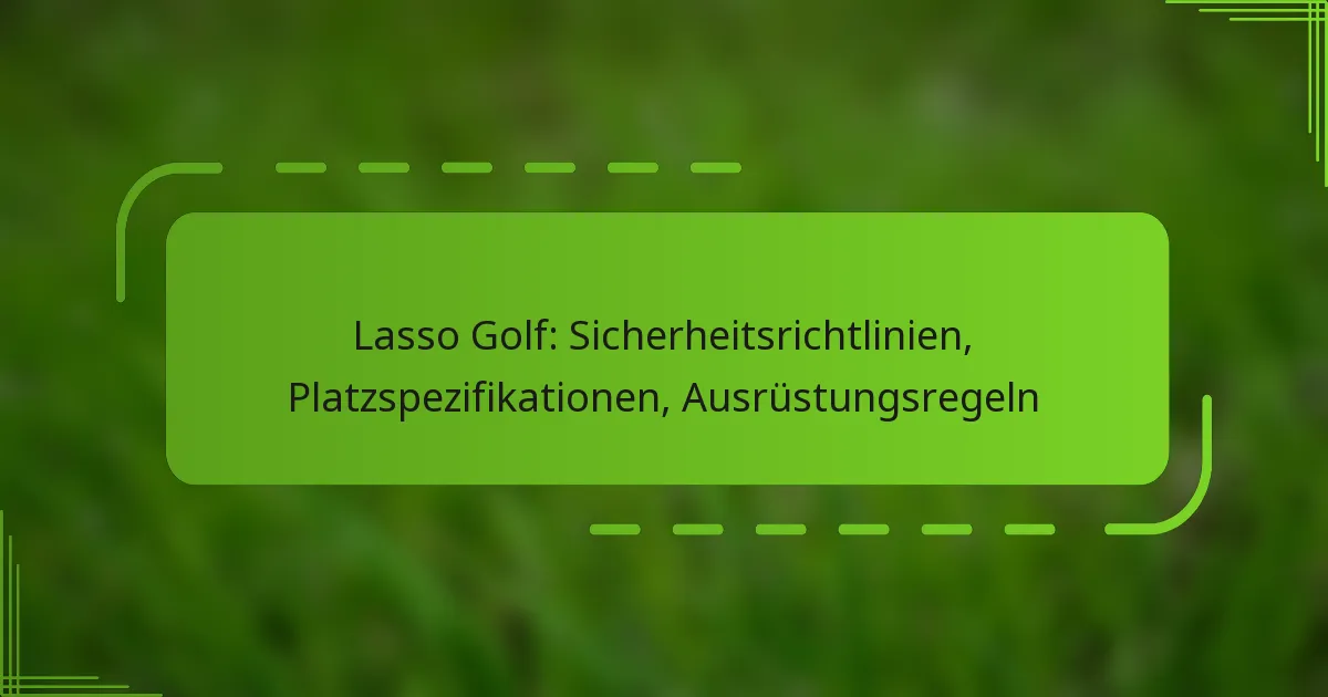 Lasso Golf: Sicherheitsrichtlinien, Platzspezifikationen, Ausrüstungsregeln