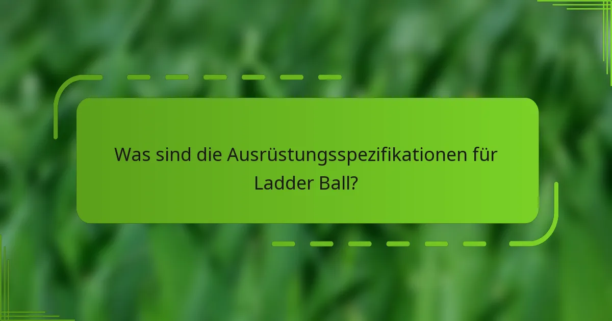 Was sind die Ausrüstungsspezifikationen für Ladder Ball?